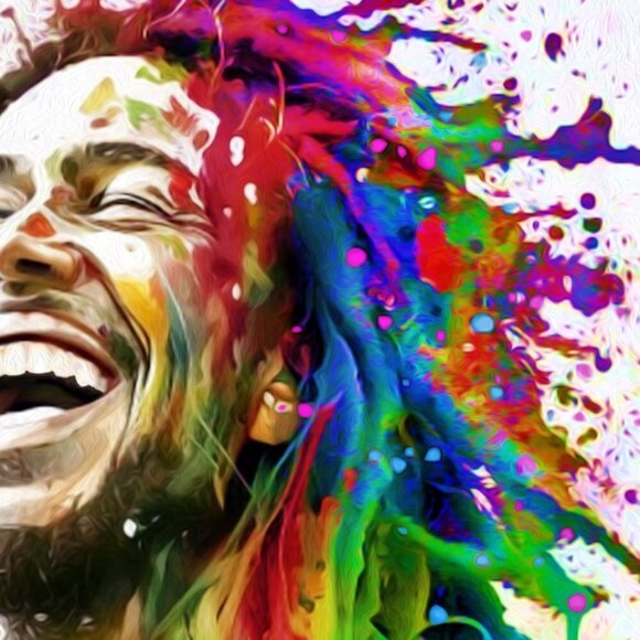 8x10 Bob Marley Smiling Fantasy Watercolor Oil Painting Wall Art Print - Picture 6 of 7